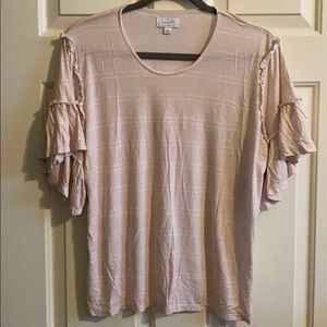Mudpie short sleeve top lt pink large